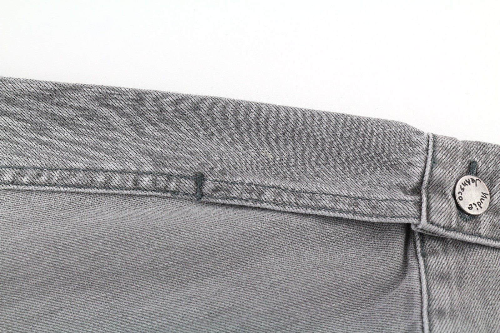 NUDIE JEANS Perry Men Jacket L Organic Black Striped Denim Washed Buttoned Logo