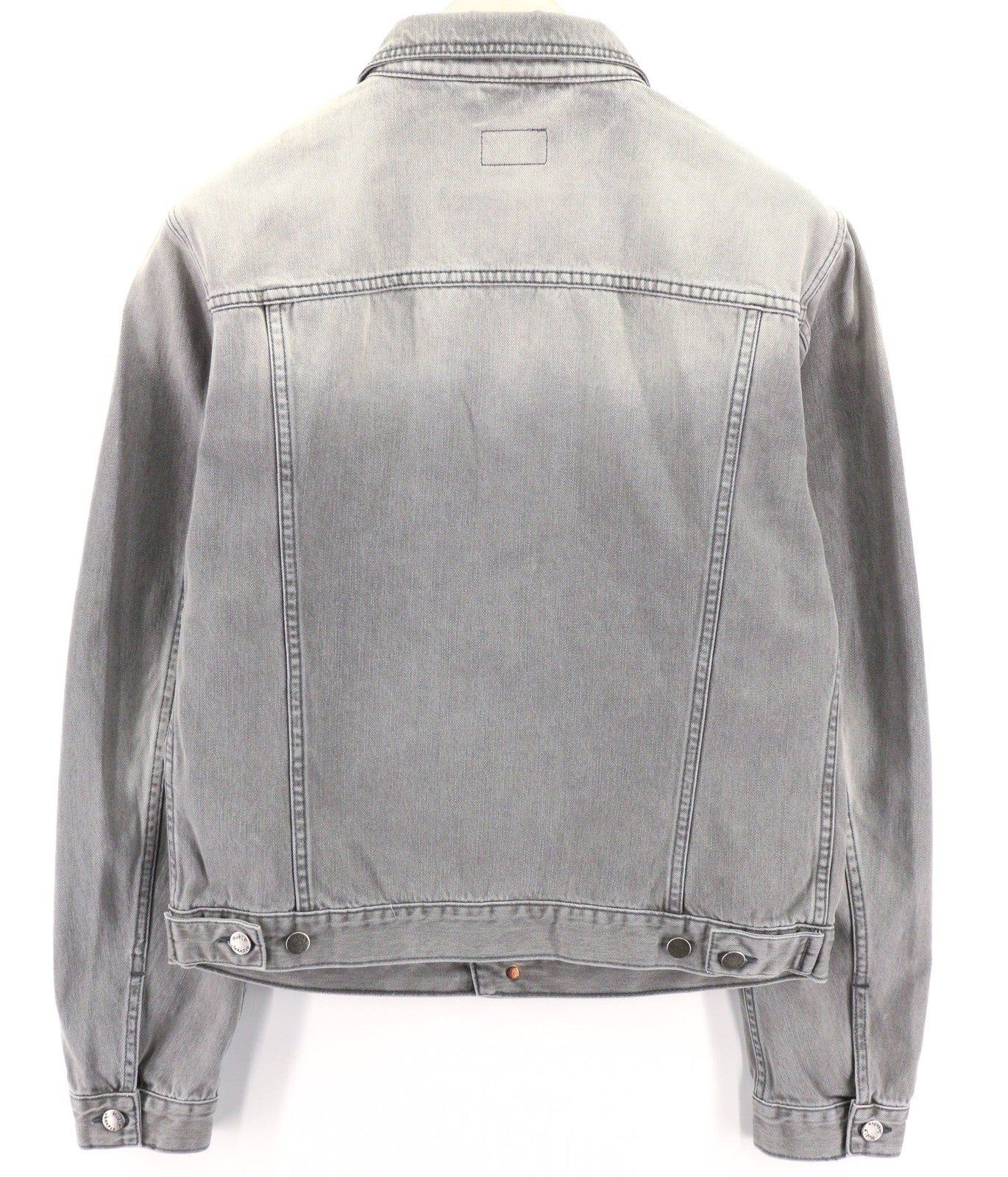 NUDIE JEANS Perry Men Jacket L Organic Black Striped Denim Washed Buttoned Logo