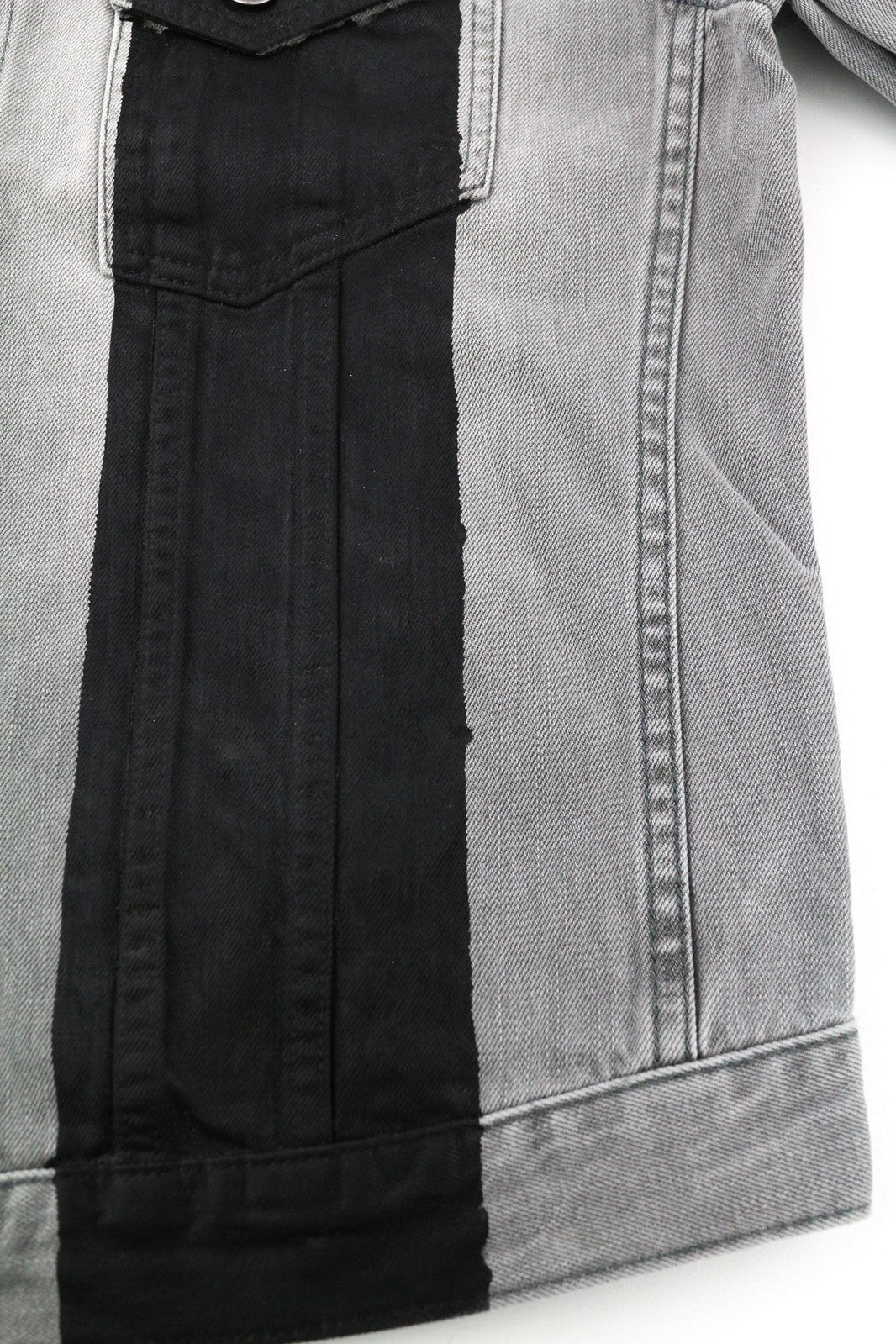 NUDIE JEANS Perry Men Jacket L Organic Black Striped Denim Washed Buttoned Logo