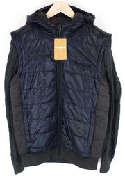 DESIGUAL Arthur Men's Grey Navy Jacket S Hooded Cotton Blend Warm Outerwear