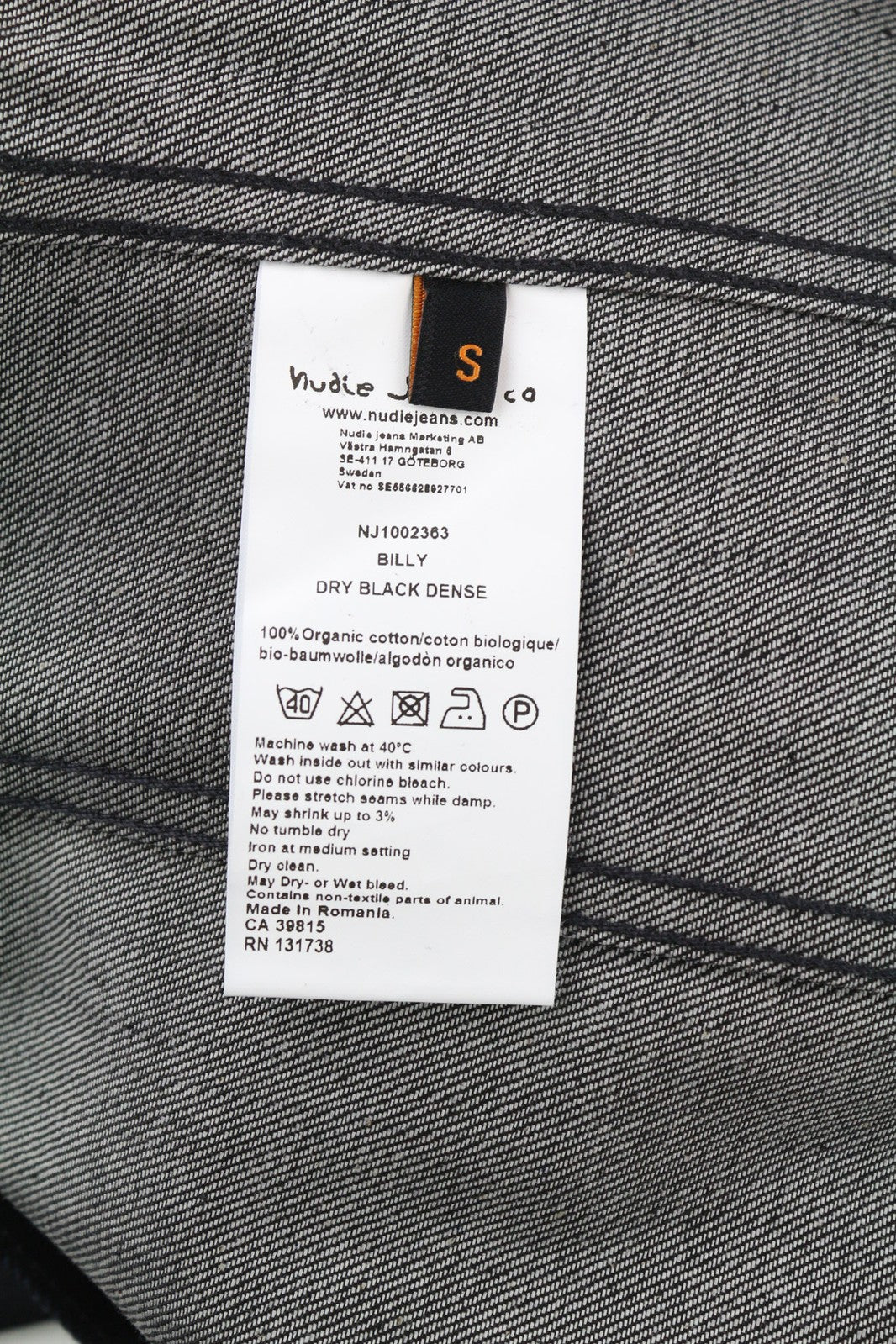 NUDIE JEANS Billy Men Jacket S Denim Dry Black Dense Organic Cotton Buttoned