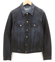 NUDIE JEANS Perry Men Jacket S Denim Organic Black On Blue Buttoned Logo Washed