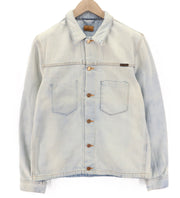 NUDIE JEANS Ronny Men Jacket L Denim Crispy Ocean Washed Buttoned Spread Neck