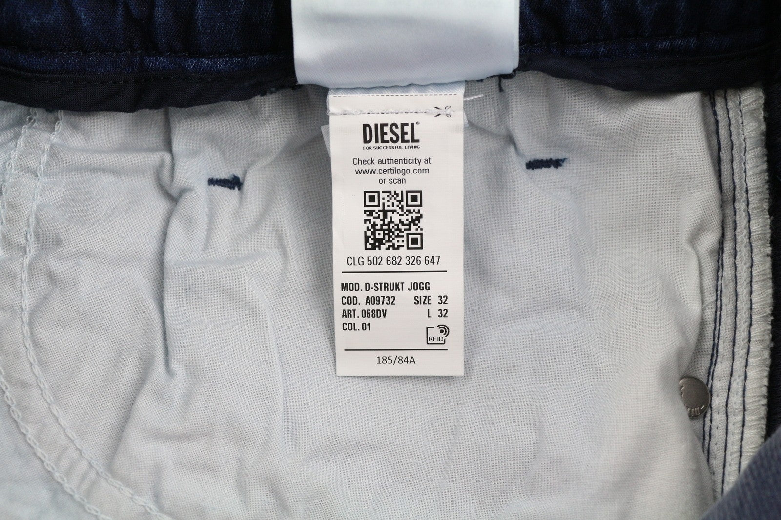 DIESEL D-Strukt Jogg 068DV Men Jeans W32/L32 Elastic Waist Stretch Blue RRP€295