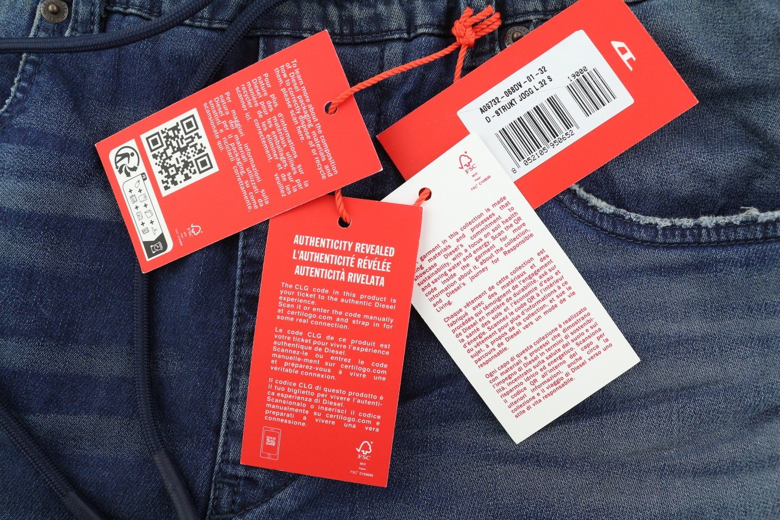 DIESEL D-Strukt Jogg 068DV Men Jeans W32/L32 Elastic Waist Stretch Blue RRP€295