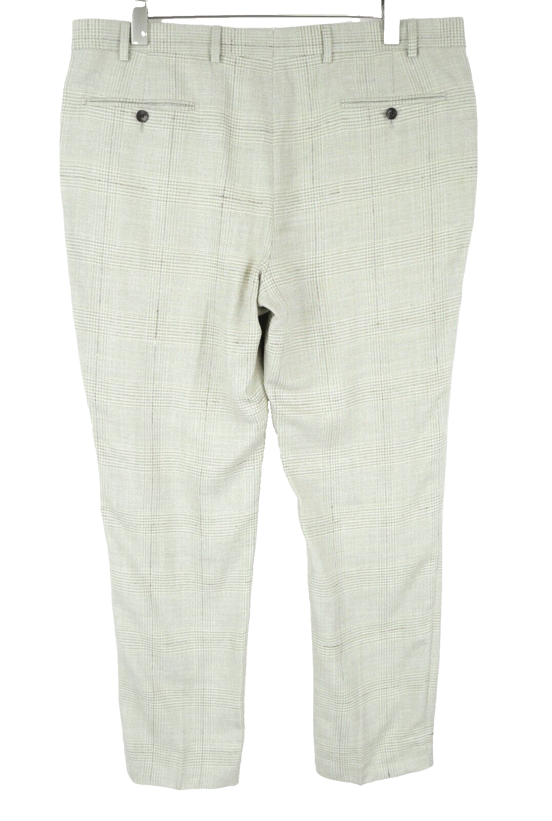 SUITSUPPLY Soho Men's Brown Trousers UK44R Wool Silk Linen Checked Elegant Fit