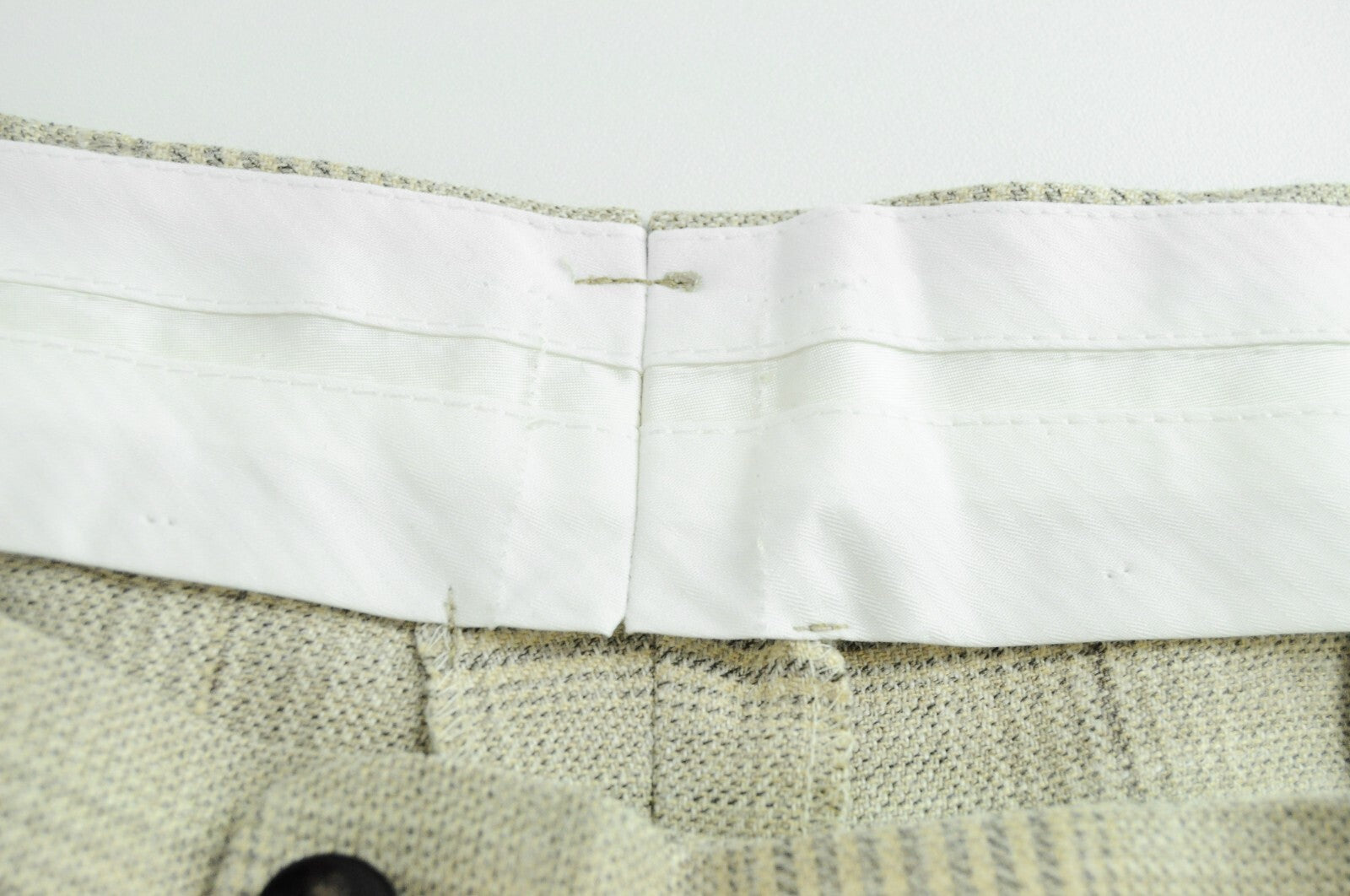 SUITSUPPLY Soho Men's Brown Trousers UK44R Wool Silk Linen Checked Elegant Fit