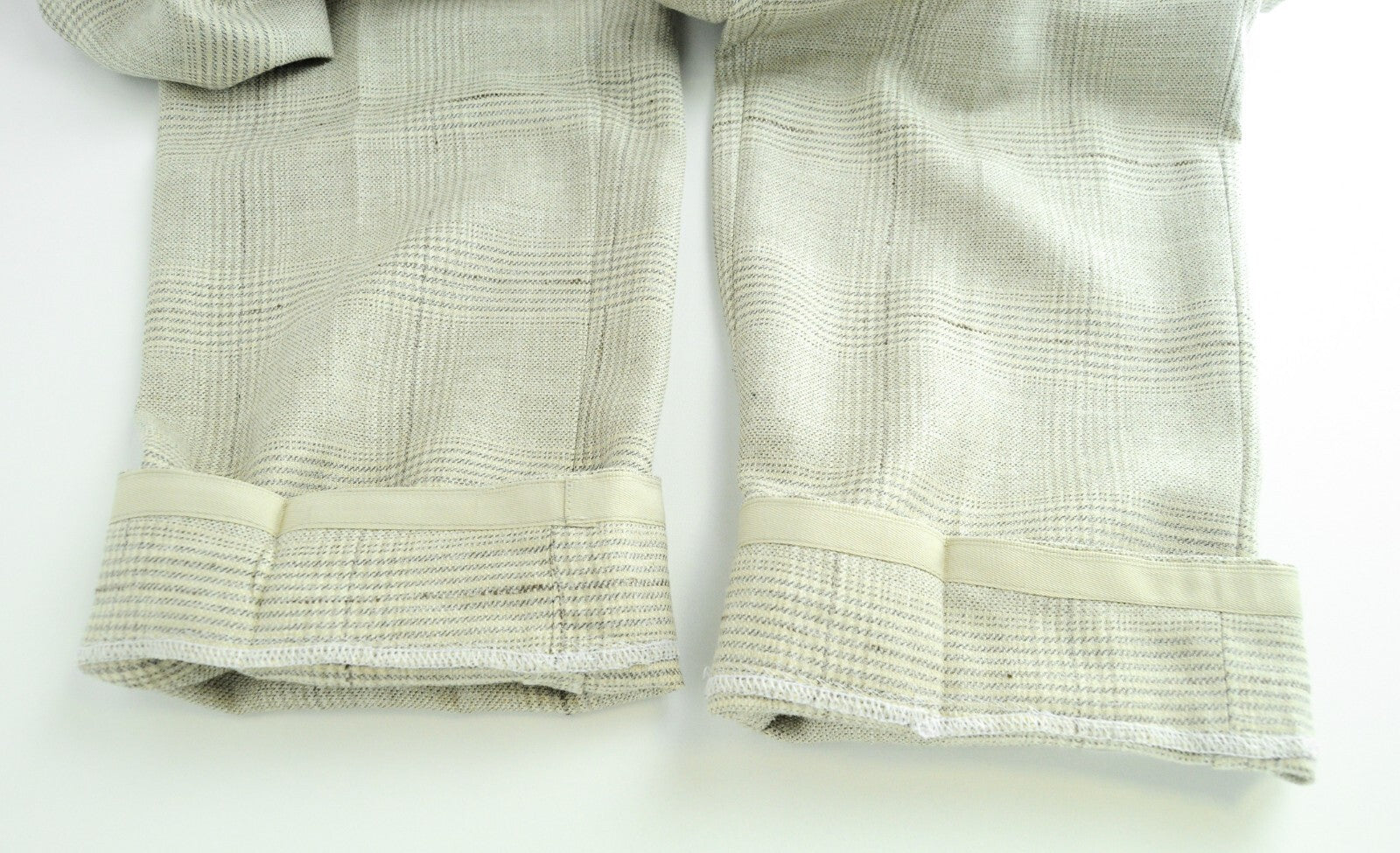 SUITSUPPLY Soho Men's Brown Trousers UK44R Wool Silk Linen Checked Elegant Fit