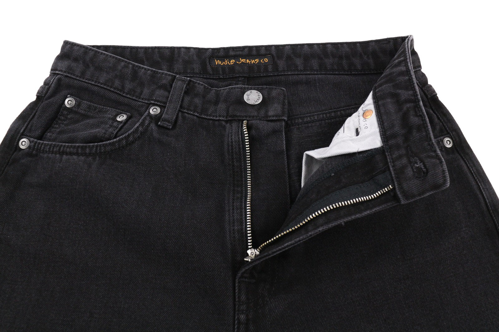 NUDIE JEANS Breezy Britt Womens Jeans W28/L28 Black Worn Zip Fly Cotton Denim