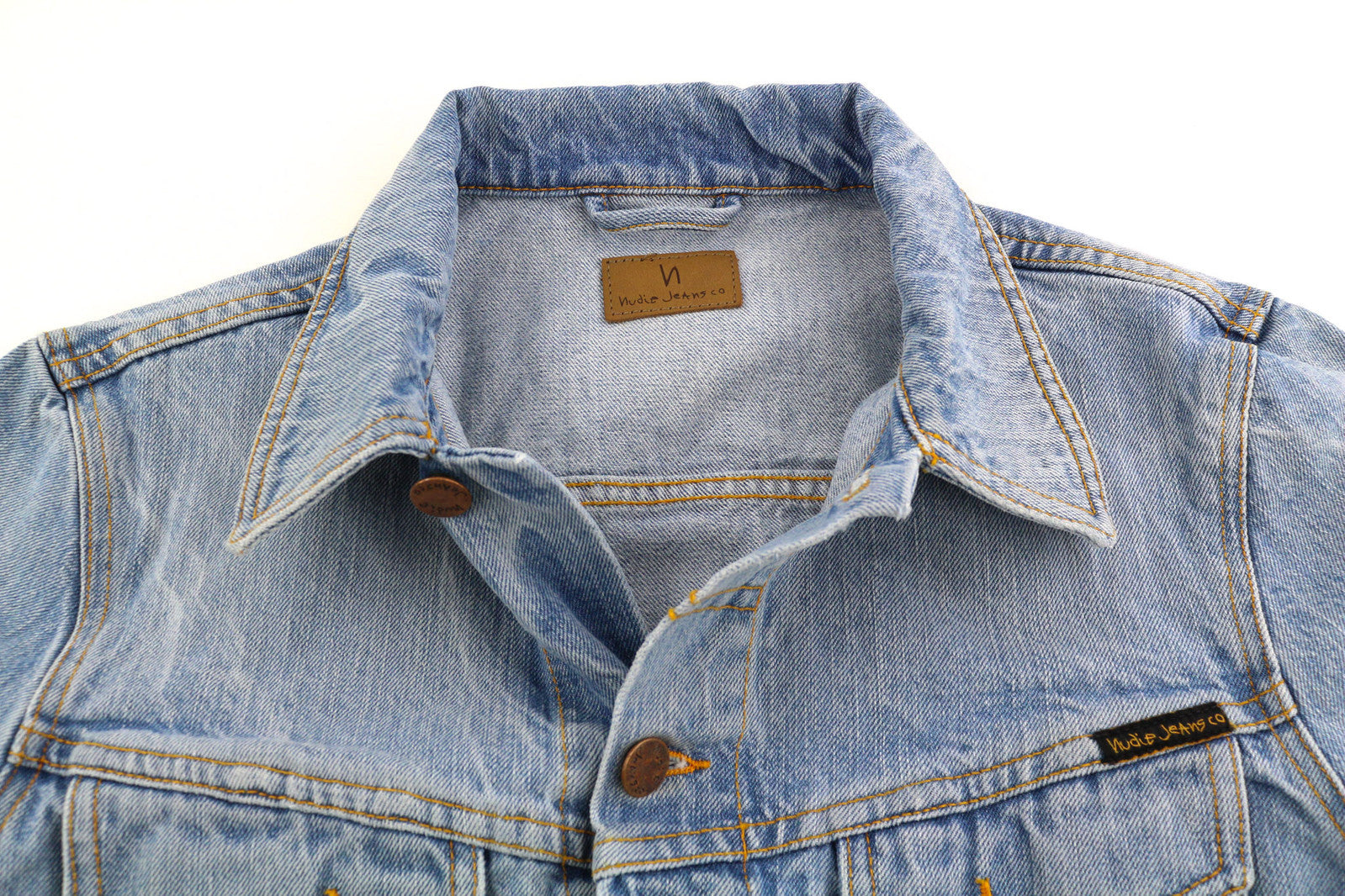 NUDIE Billy Men Jacket S Strumming Indigo Organic Cotton Button Up Denim Blue