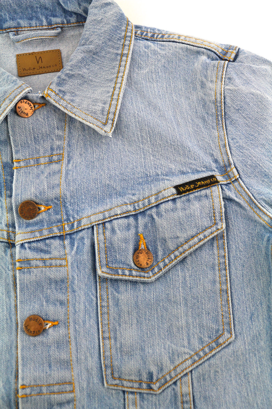 NUDIE Billy Men Jacket S Strumming Indigo Organic Cotton Button Up Denim Blue