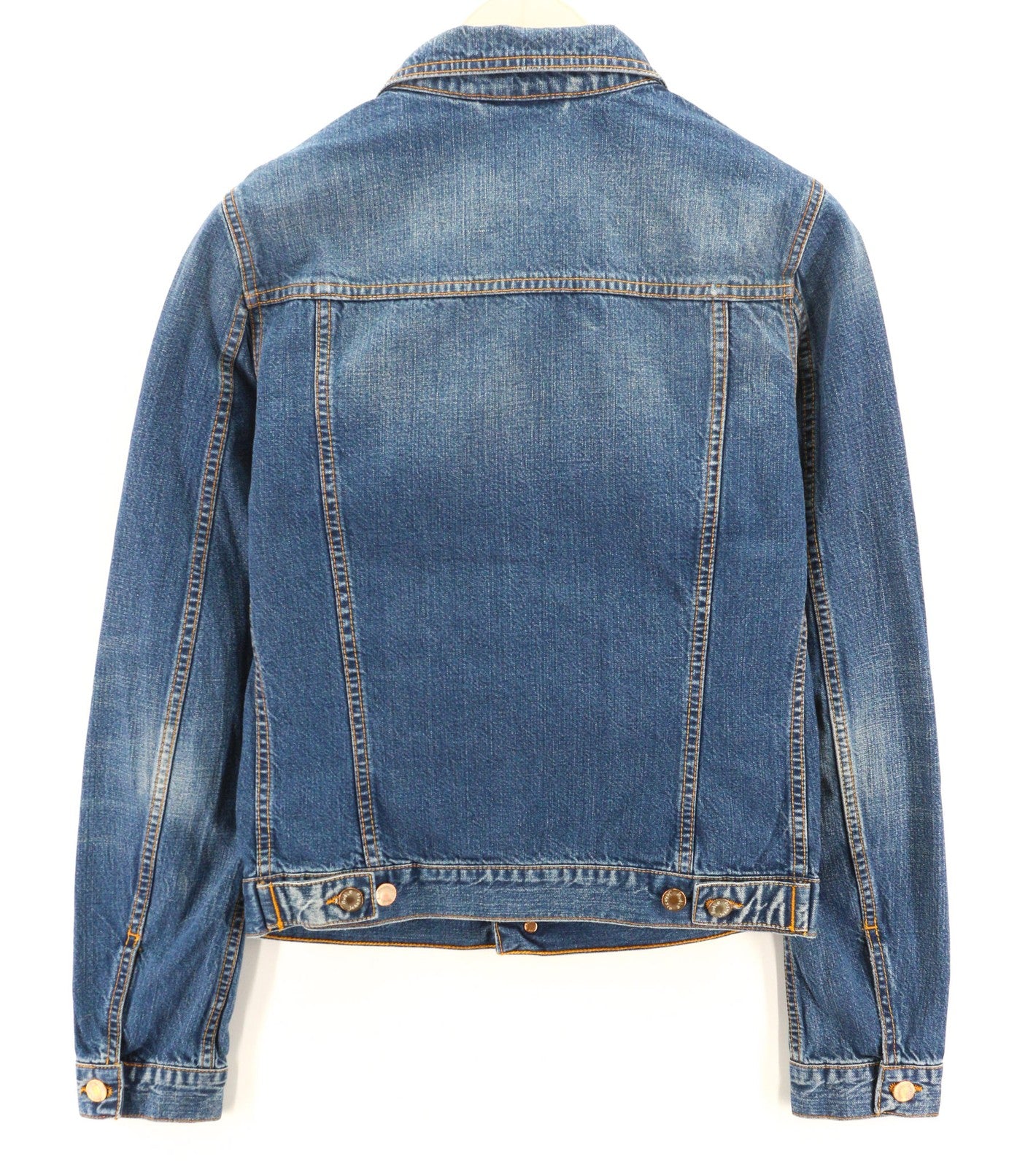 NUDIE JEANS Terry Recycle Worn In Mens Jacket S Blue Wash Cotton Denim Unlined