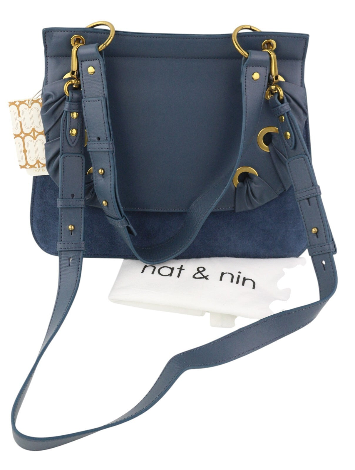 NAT & NIN Vittoria Women Bag OS Blue Leather Detachable Strap Crossbody Logo
