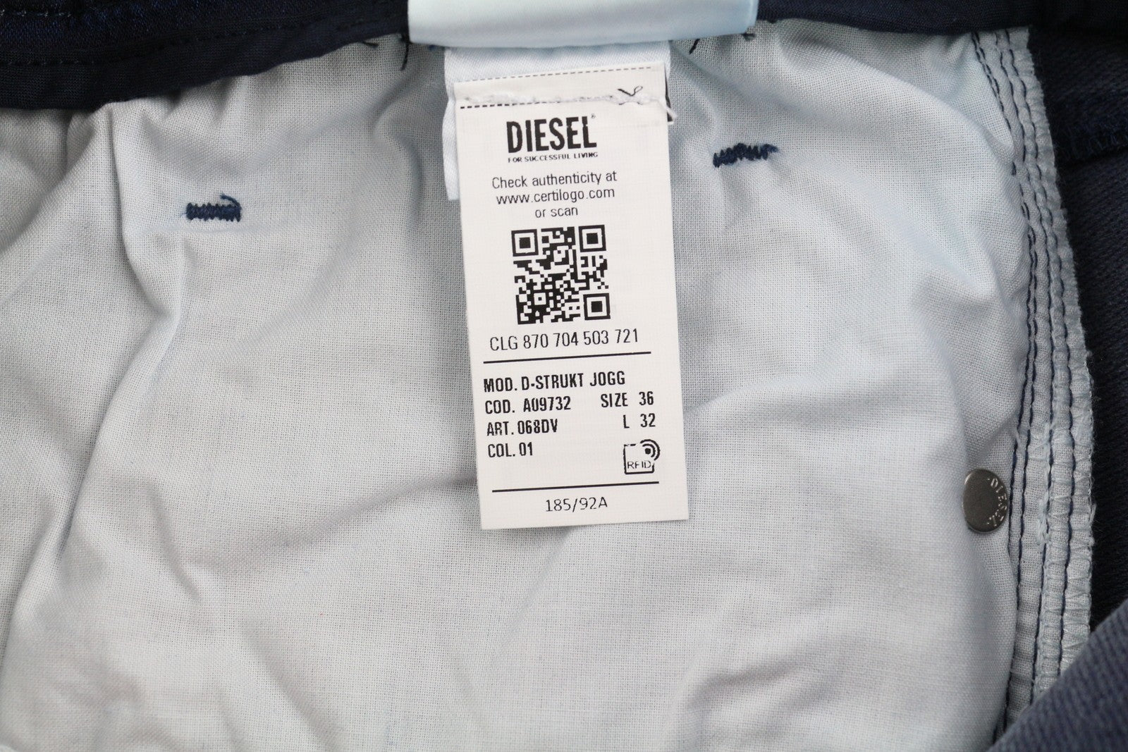 DIESEL D-Strukt Jogg 068DV Men Jeans W36/L32 Elastic Waist Stretch Blue RRP€295