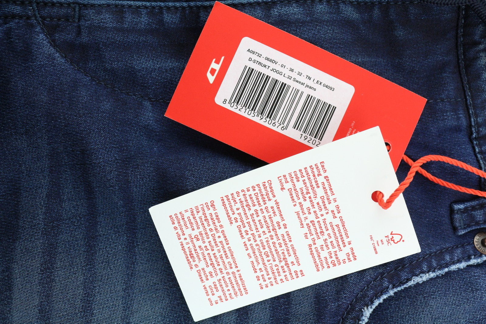 DIESEL D-Strukt Jogg 068DV Men Jeans W36/L32 Elastic Waist Stretch Blue RRP€295