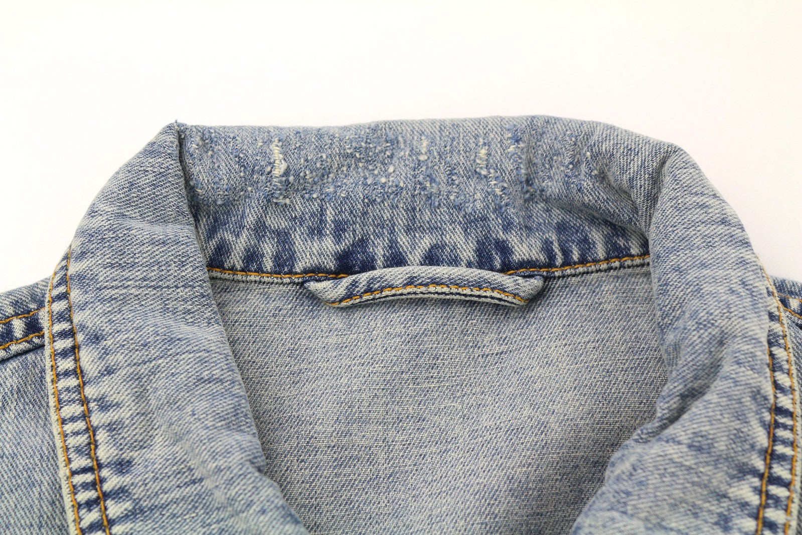 NUDIE JEANS Terry Men Jacket S Denim Bleach Blue Washed Spread Cotton Buttoned