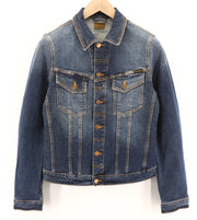 NUDIE JEANS Perry Org. Excellent Blue Mens Jacket S Denim Cotton Stretchy Blue
