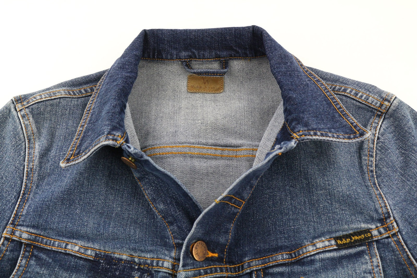 NUDIE JEANS Perry Org. Excellent Blue Mens Jacket S Denim Cotton Stretchy Blue