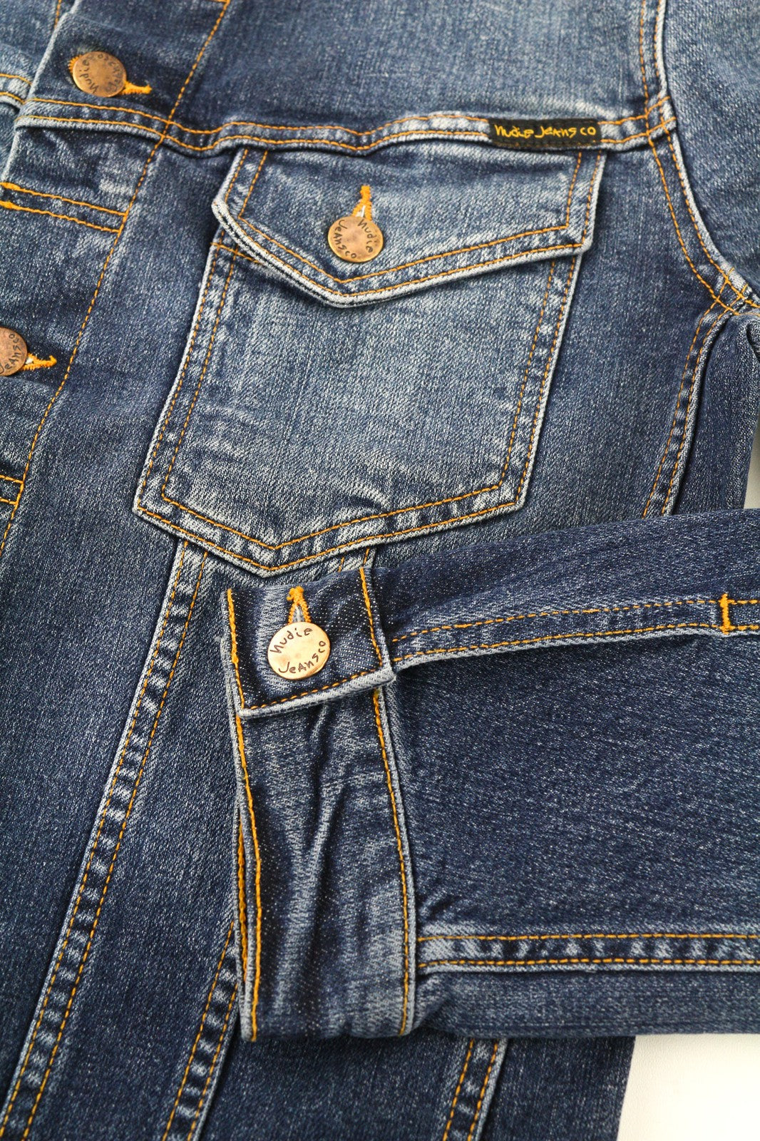 NUDIE JEANS Perry Org. Excellent Blue Mens Jacket S Denim Cotton Stretchy Blue