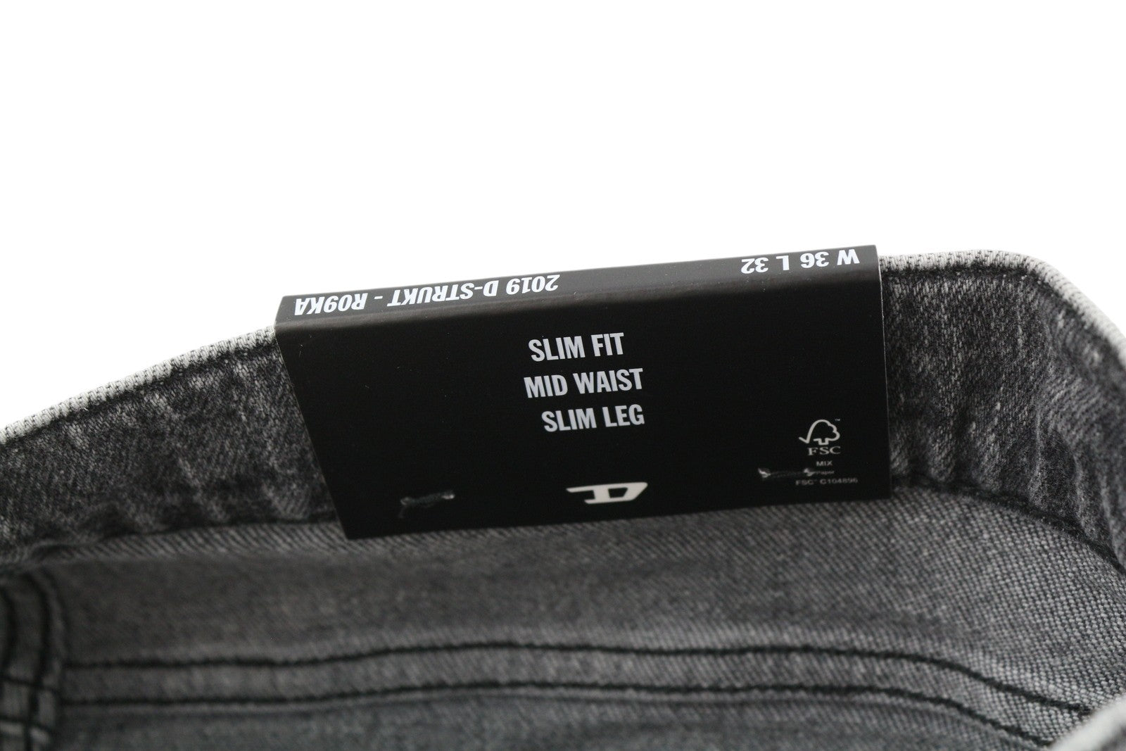 DIESEL 2019 D-Strukt R09KA Men Jeans W36/L32 Denim Grey Washed Slim Zip RRP€225