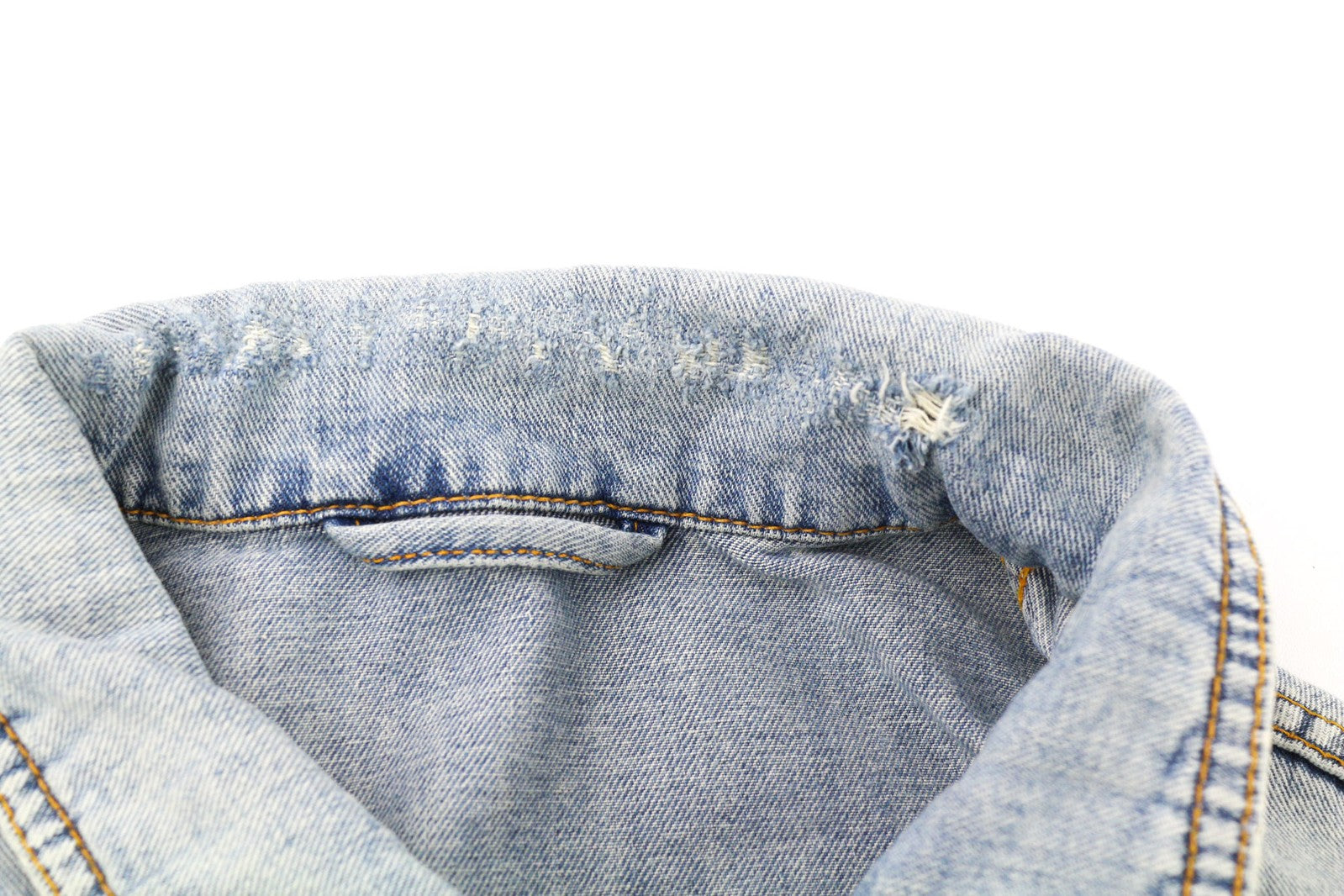 NUDIE JEANS Terry Men Jacket M Denim Bleach Washed Spread Neck Cotton Buttoned