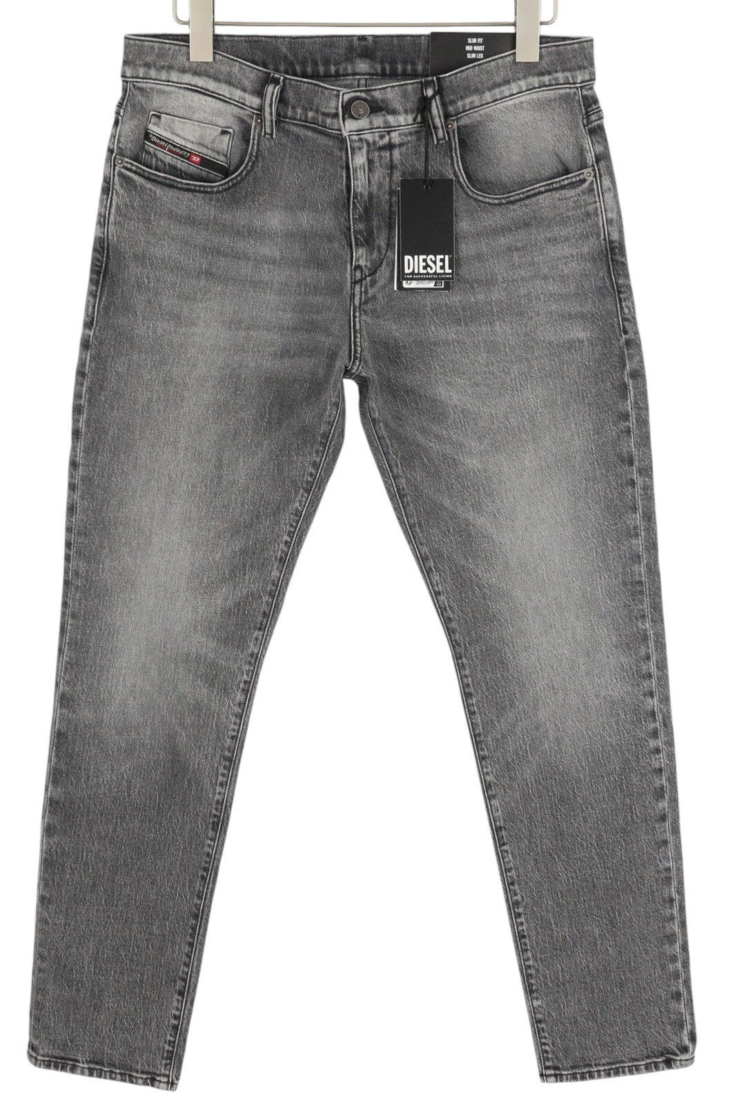 DIESEL 2019 D-Strukt R09KA Men Jeans W34/L32 Denim Grey Washed Slim Zip RRP225