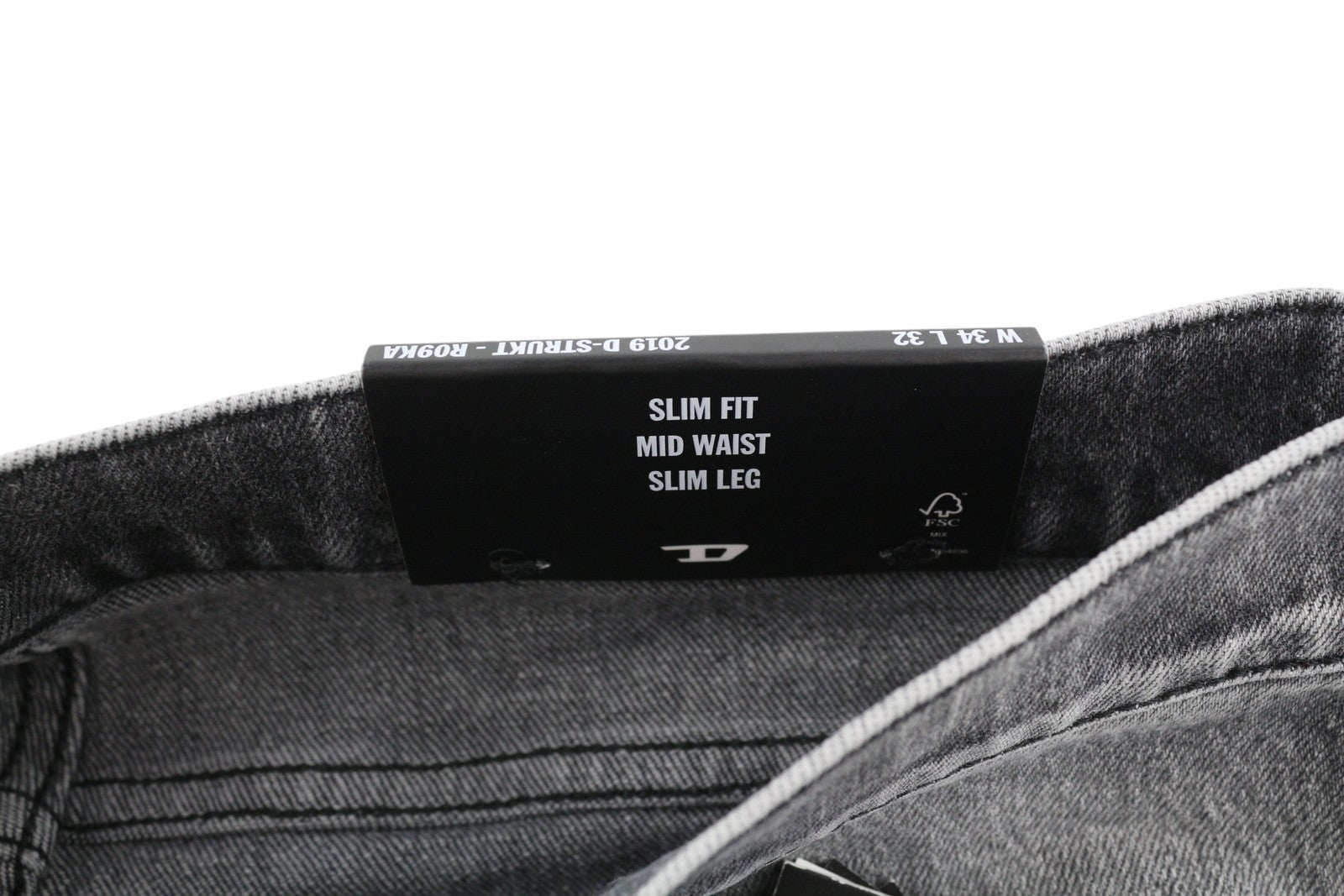 DIESEL 2019 D-Strukt R09KA Men Jeans W34/L32 Denim Grey Washed Slim Zip RRP225