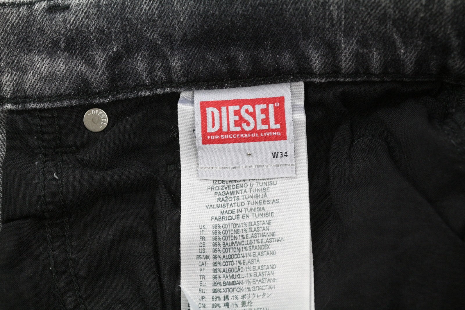 DIESEL 2019 D-Strukt R09KA Men Jeans W34/L32 Denim Grey Washed Slim Zip RRP225