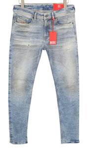 DIESEL 1979 Sleenker 09F08 Men Jeans W32/L32 Low Waist Skinny Paint Blue RRP€295