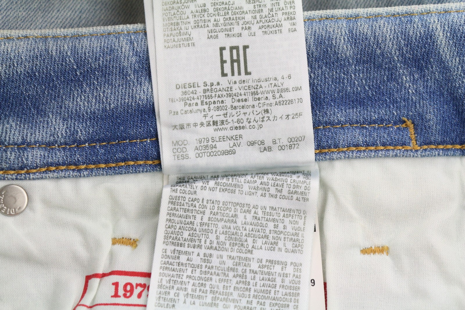 DIESEL 1979 Sleenker 09F08 Men Jeans W32/L32 Low Waist Skinny Paint Blue RRP€295