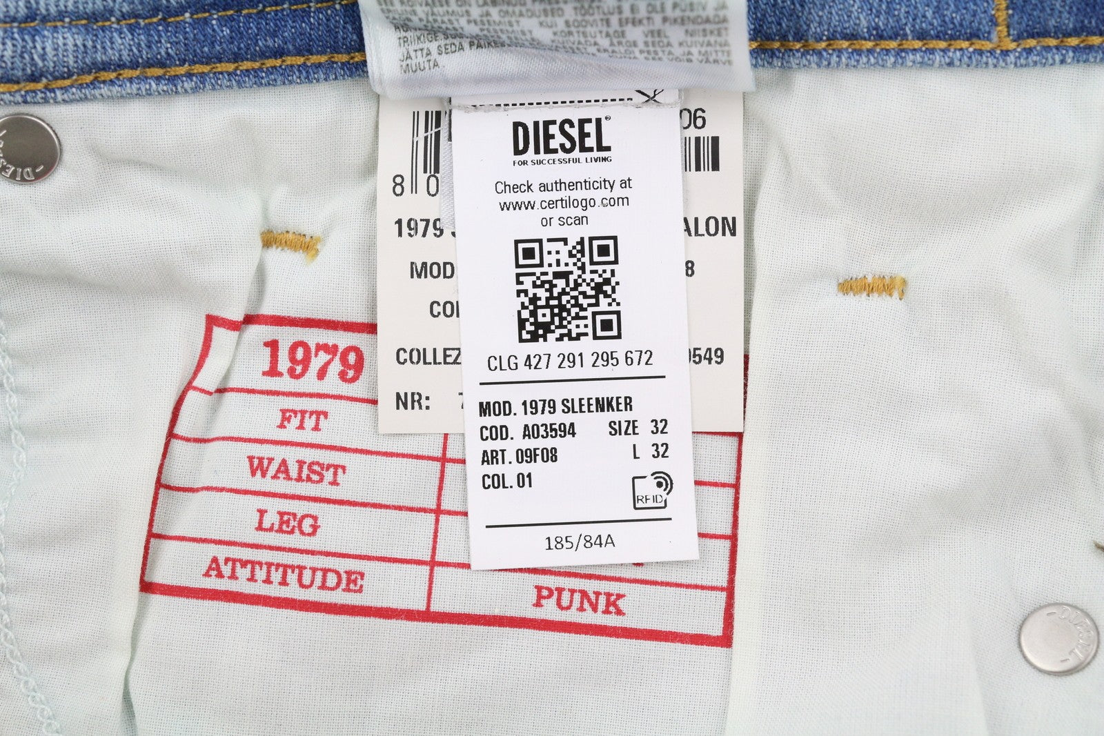 DIESEL 1979 Sleenker 09F08 Men Jeans W32/L32 Low Waist Skinny Paint Blue RRP€295