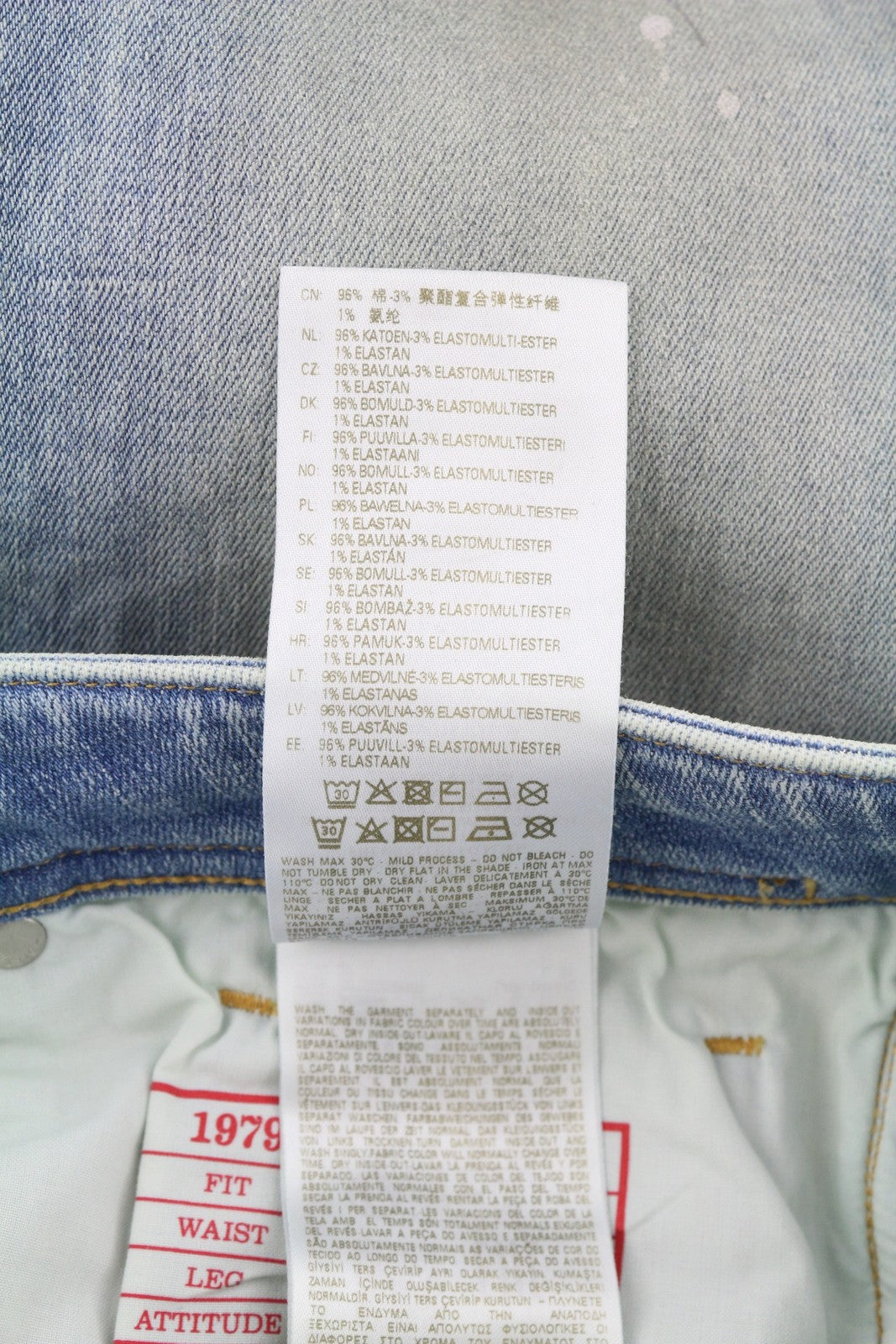 DIESEL 1979 Sleenker 09F08 Men Jeans W32/L32 Low Waist Skinny Paint Blue RRP€295