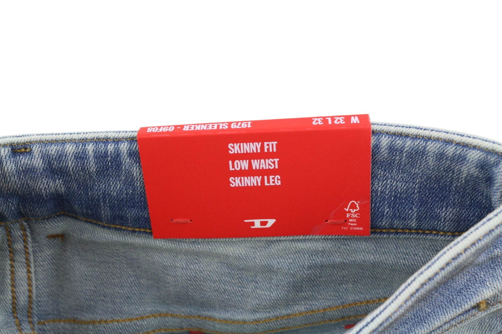 DIESEL 1979 Sleenker 09F08 Men Jeans W32/L32 Low Waist Skinny Paint Blue RRP€295