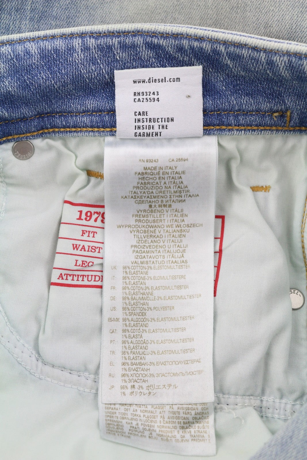 DIESEL 1979 Sleenker 09F08 Men Jeans W32/L32 Low Waist Skinny Paint Blue RRP€295