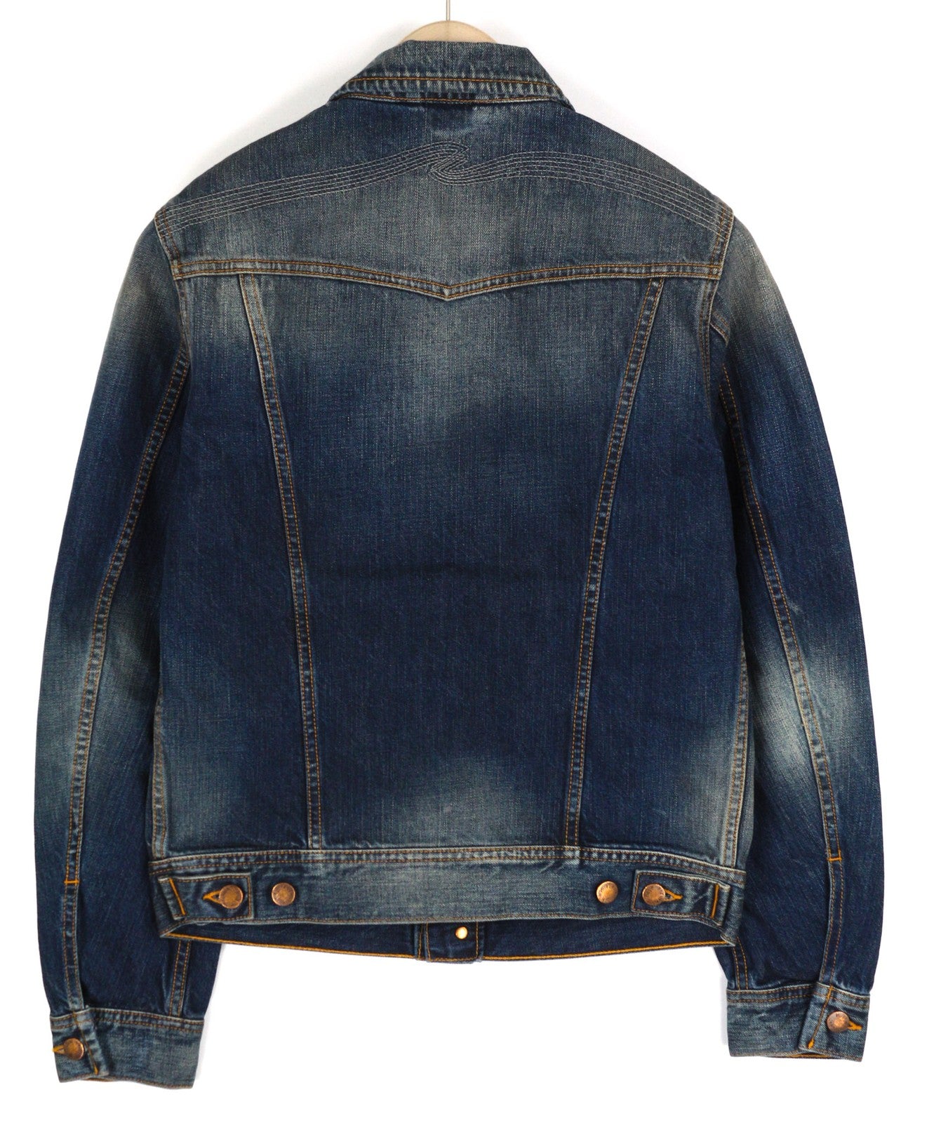 NUDIE Conny Men Jacket S Organic Night Rain Buttoned Neck Washed Denim