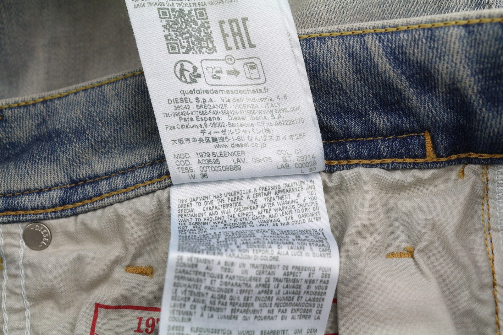 DIESEL 1979 Sleenker 09H75 Men Jeans W36/L30 Low Waist Skinny Blue RRP€295