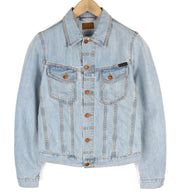NUDIE Perry Men Jacket S Organic Saltwater Shades Buttoned Neck Denim Logo