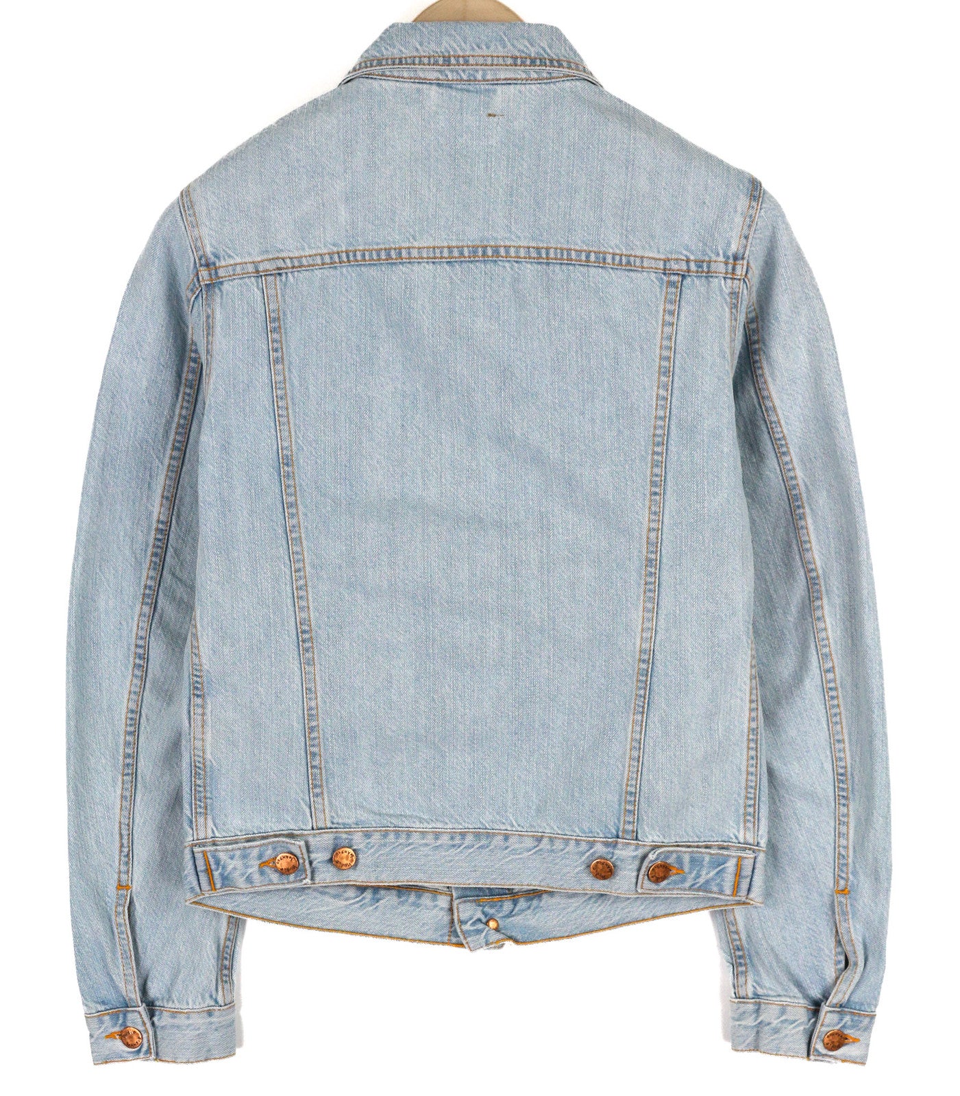 NUDIE Perry Men Jacket S Organic Saltwater Shades Buttoned Neck Denim Logo