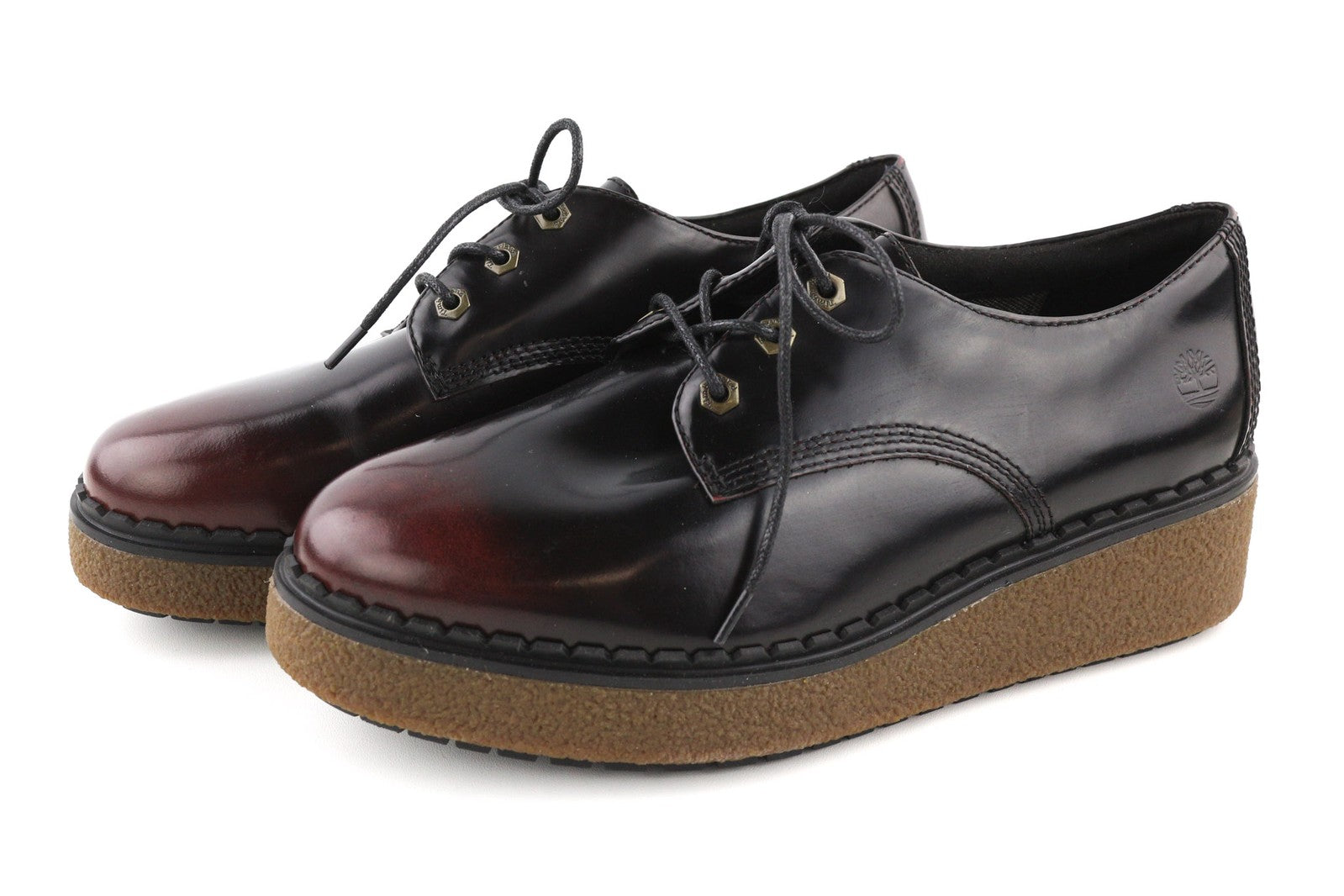 TIMBERLAND A23MS-A3750 Women Shoes EU37.5/38.5 Black Red Leather Low Wedge