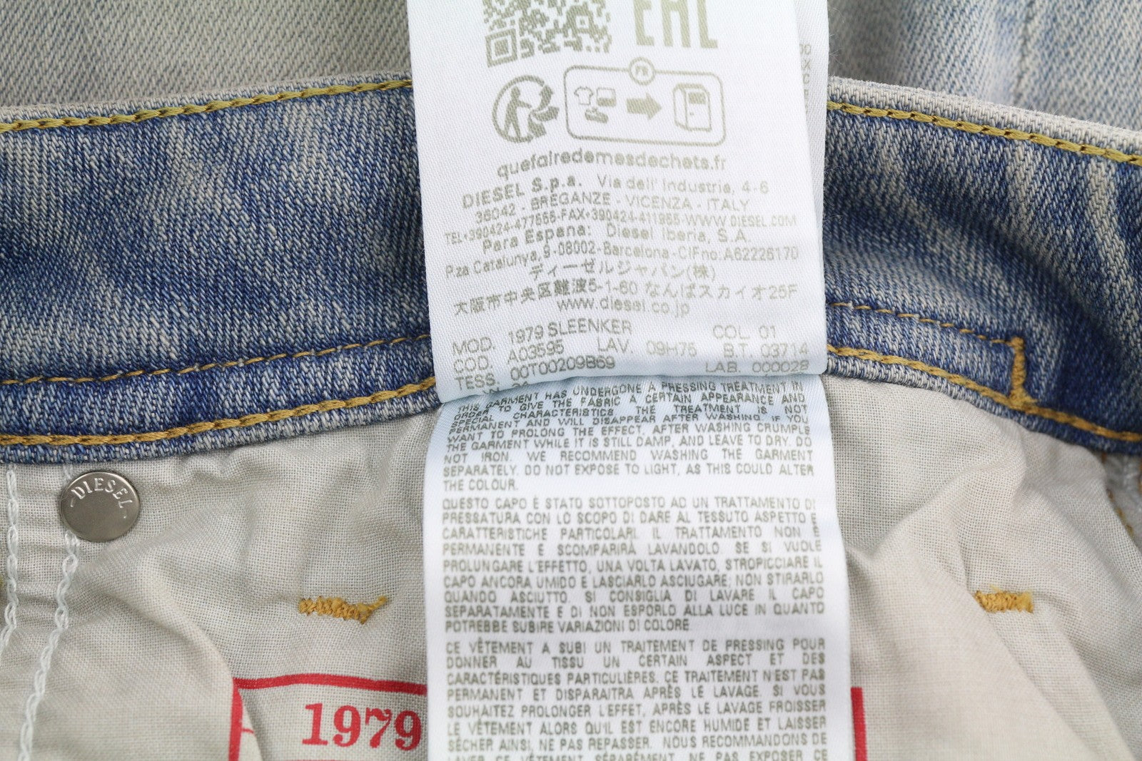 DIESEL 1979 Sleenker 09H75 Men Jeans W34/L30 Low Waist Skinny Blue RRP€295