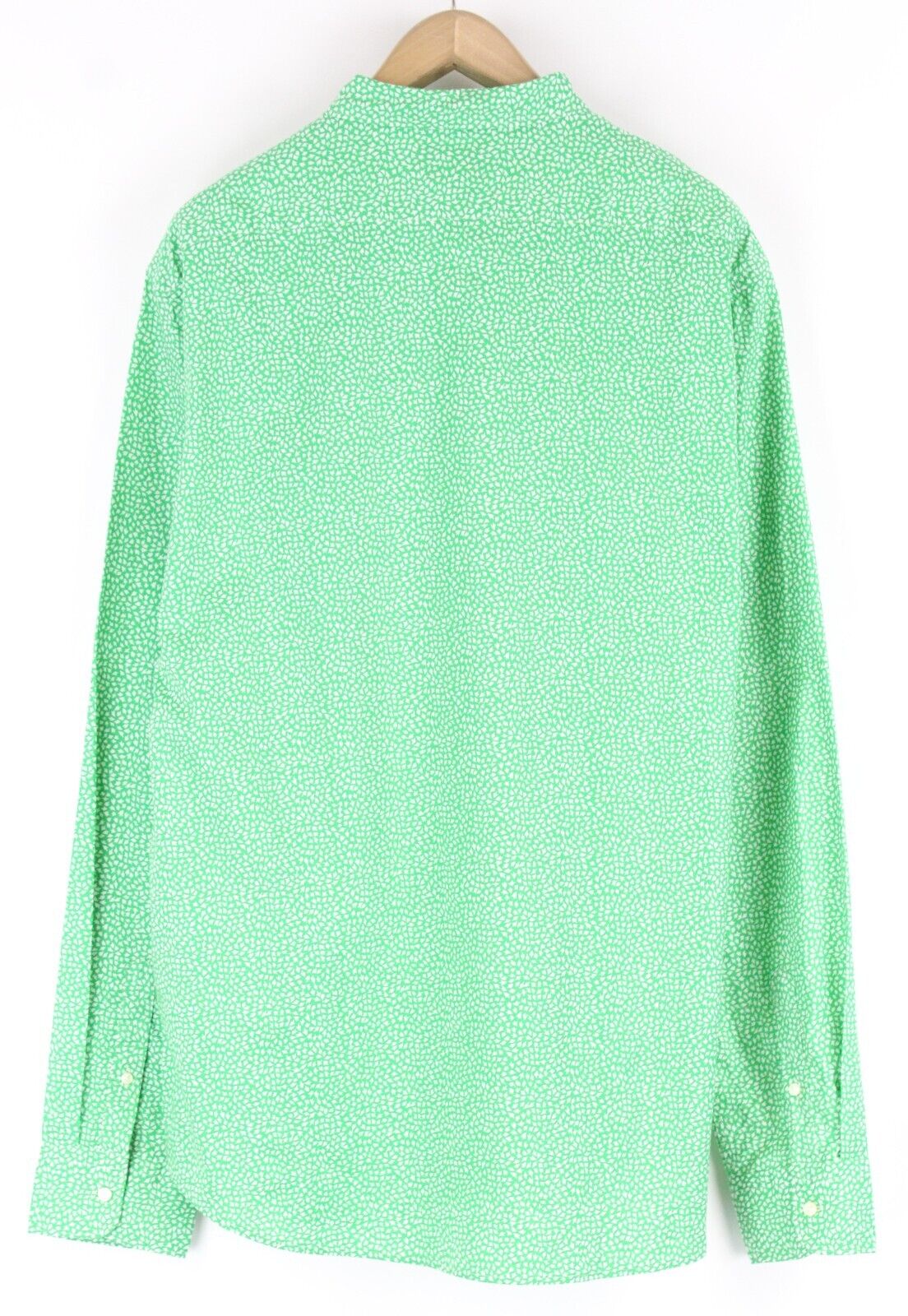 REPLAY Mens 3XL Green Shirt  Cotton White Pattern Button-Up Long Sleeves