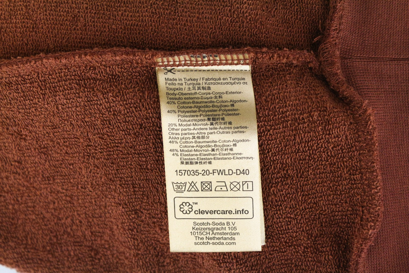 MAISON SCOTCH Women's XS Brown Sweatshirt Pullover Cotton Blend Long Sleeve