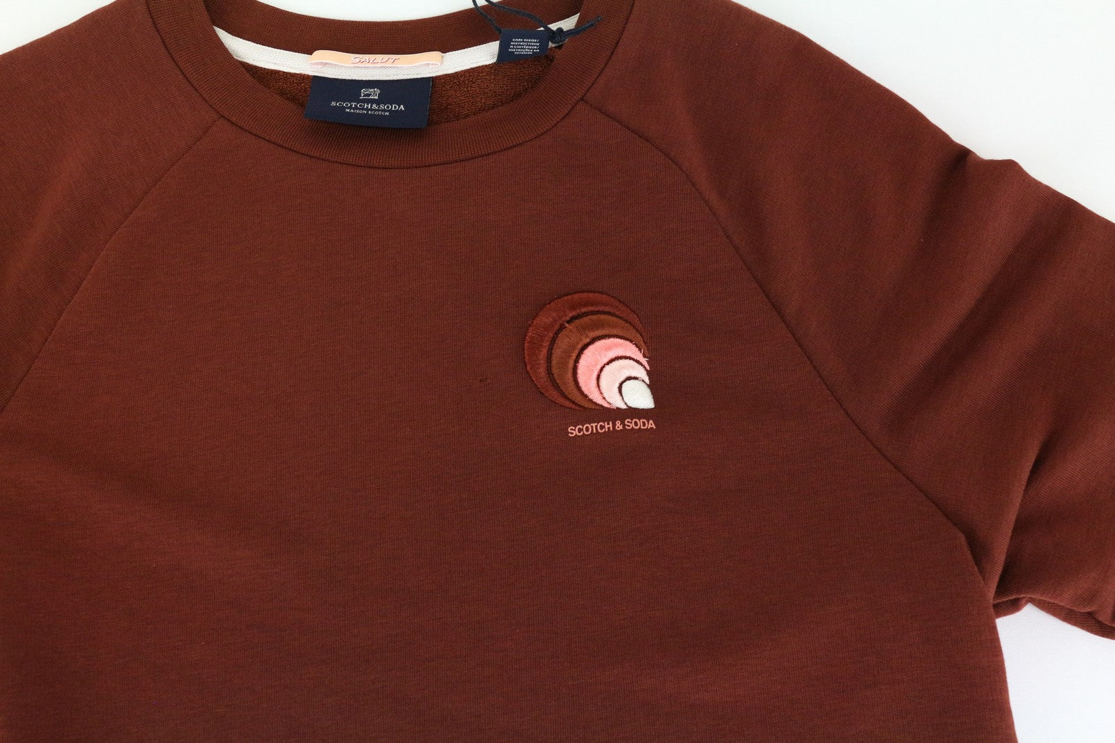 MAISON SCOTCH Women's XS Brown Sweatshirt Pullover Cotton Blend Long Sleeve