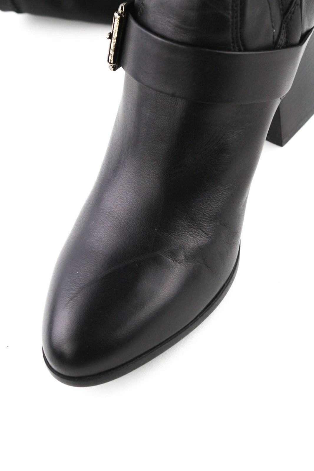 HOGAN Women Shoes EU38.5 Black Genuine Leather Buckled Over-Knee Heel Boots