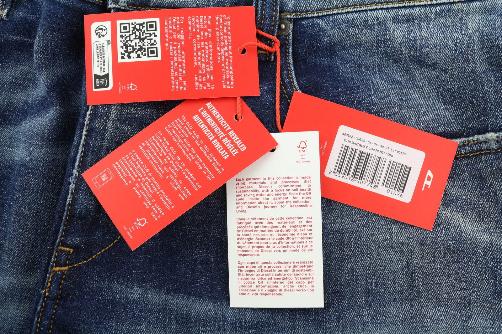 DIESEL 2019 D-Strukt 09G89 Men Jeans W36/L30 Slim Fit Washed Blue Ripped RRP€325