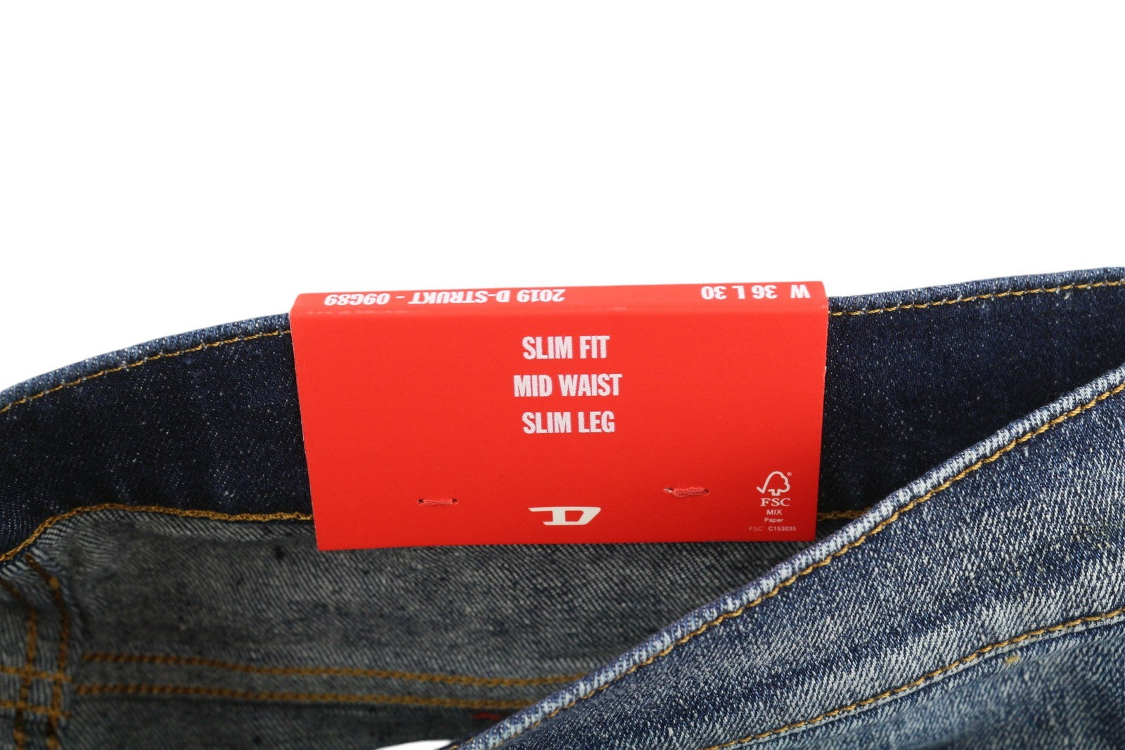 DIESEL 2019 D-Strukt 09G89 Men Jeans W36/L30 Slim Fit Washed Blue Ripped RRP€325