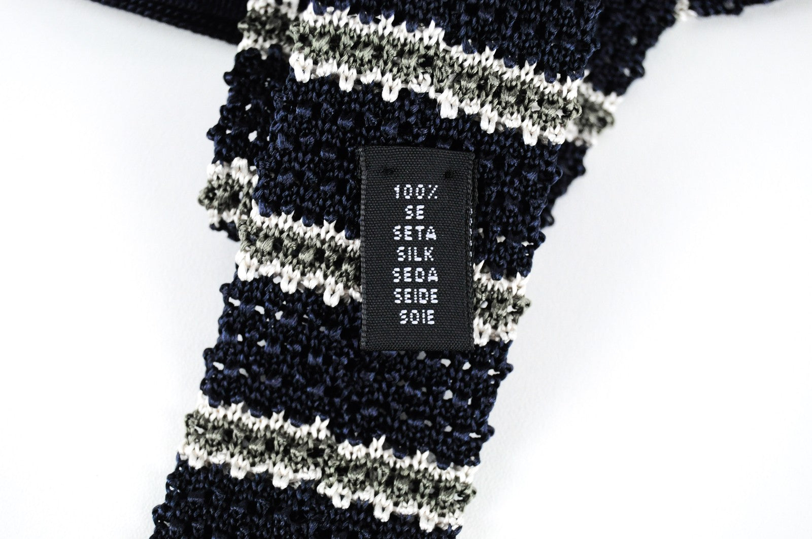 SUITSUPPLY Mens Tie 145 x 5.5 cm Navy Knitted Silk Striped Squared-End Dress