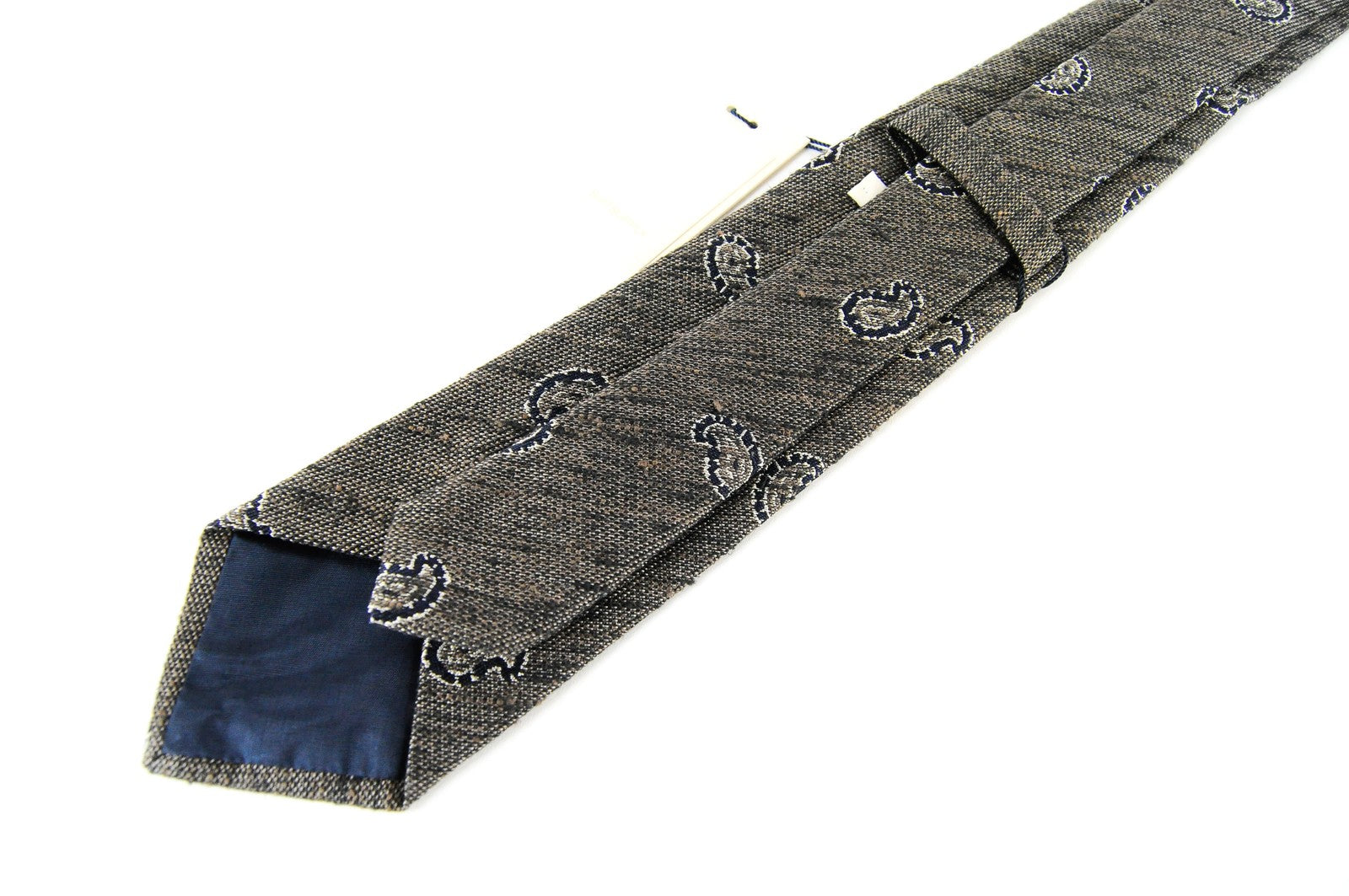 SUITSUPPLY Mens Tie 150 x 8 cm Grey Silk Cotton Paisley Pointed-End Pattern