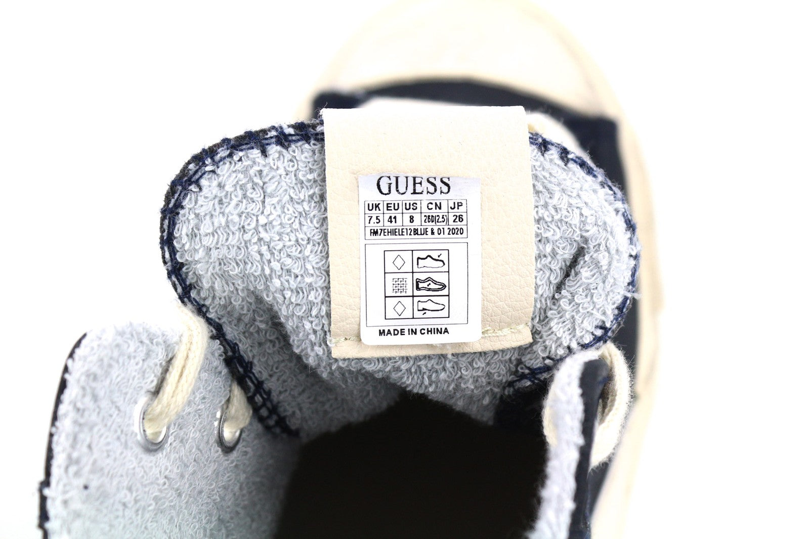 GUESS FM7EHIELE12 Men Trainers EU41 Navy Blue High-Top Laced Casual Sneakers