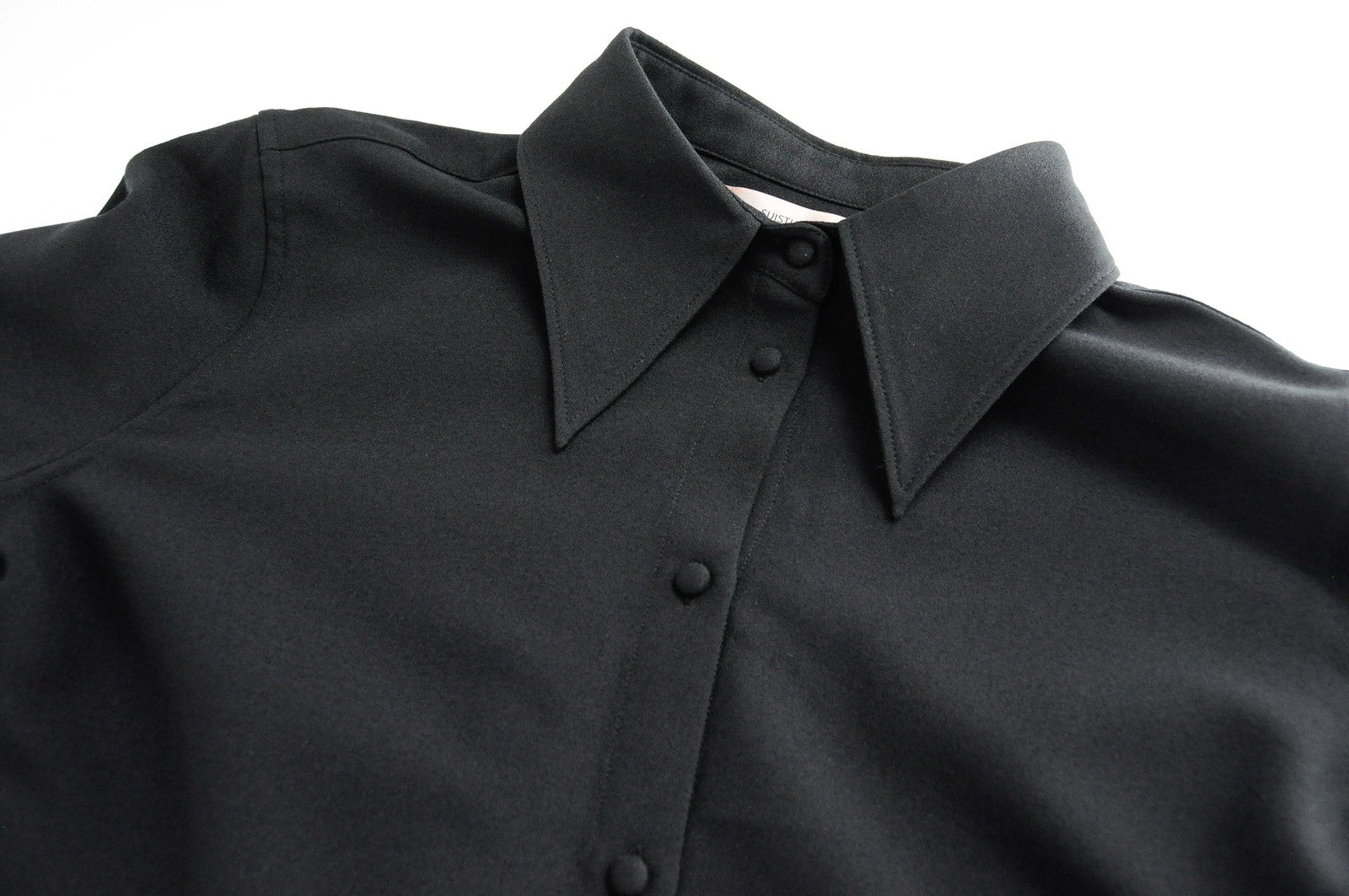 SUISTUDIO Alec Womens UK12 Shirt Black Button-Up Long Sleeve Pointed Collar